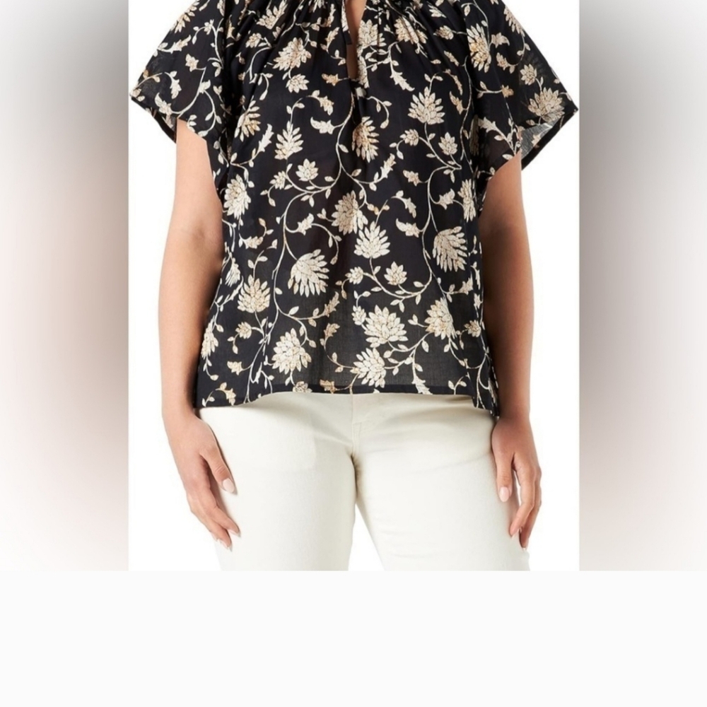 Part Two Black 100% Cotton with Beige Floral Detail Xl-XXl